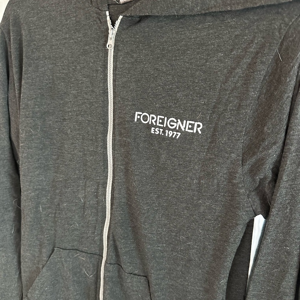 Gray Foreigner Zip-Up Hoodie